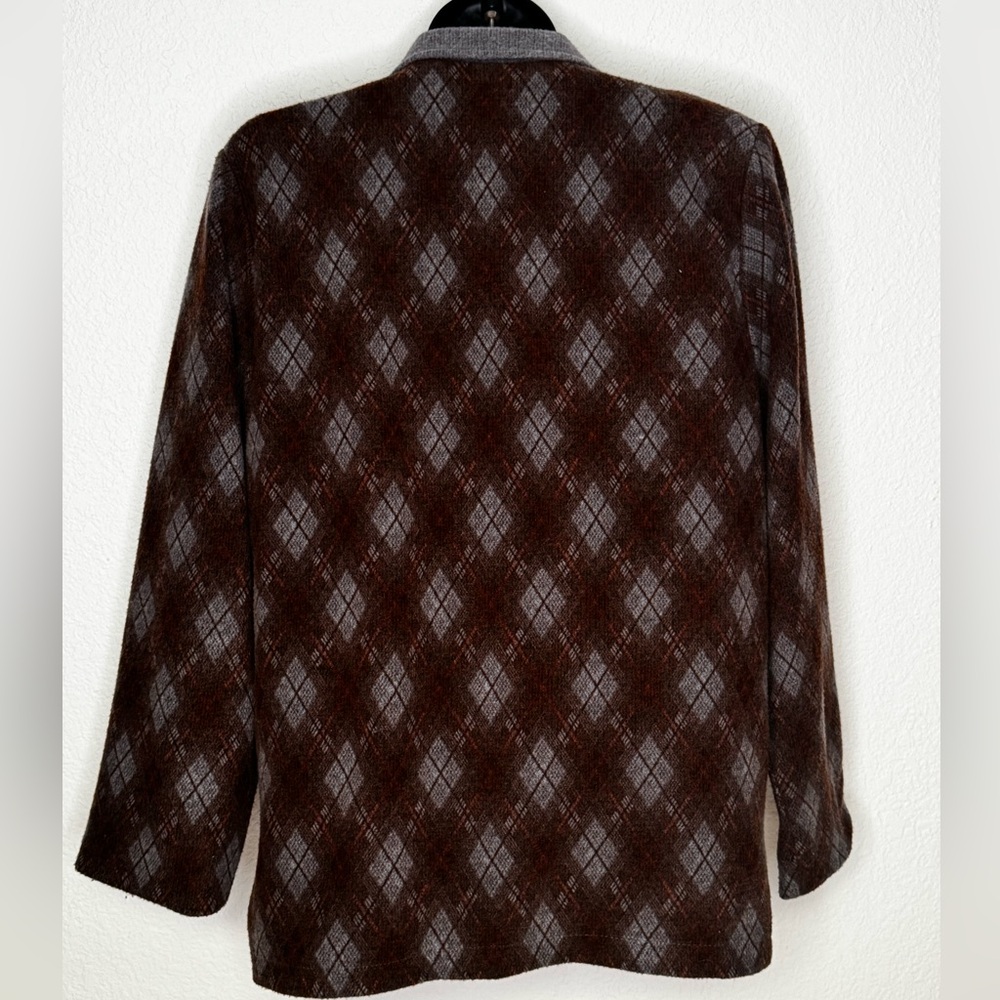 Brown And Gray Argyle Patterned Jacket - image 2
